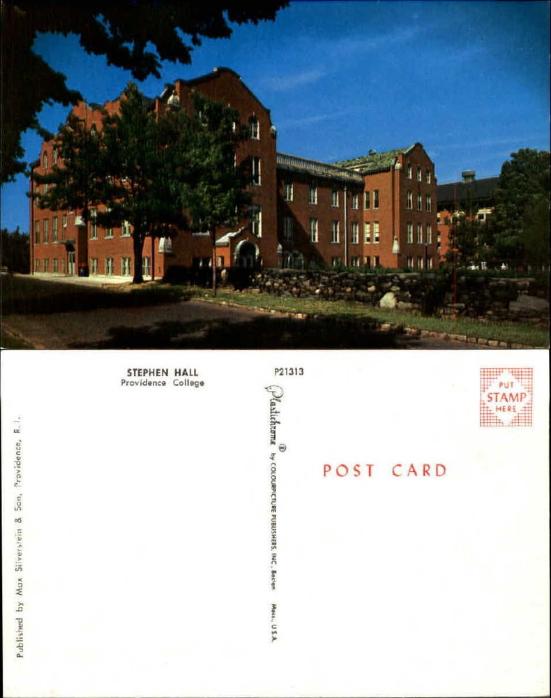 Stephen Hall Providence College Rhode Island RI unused chrome old postcard