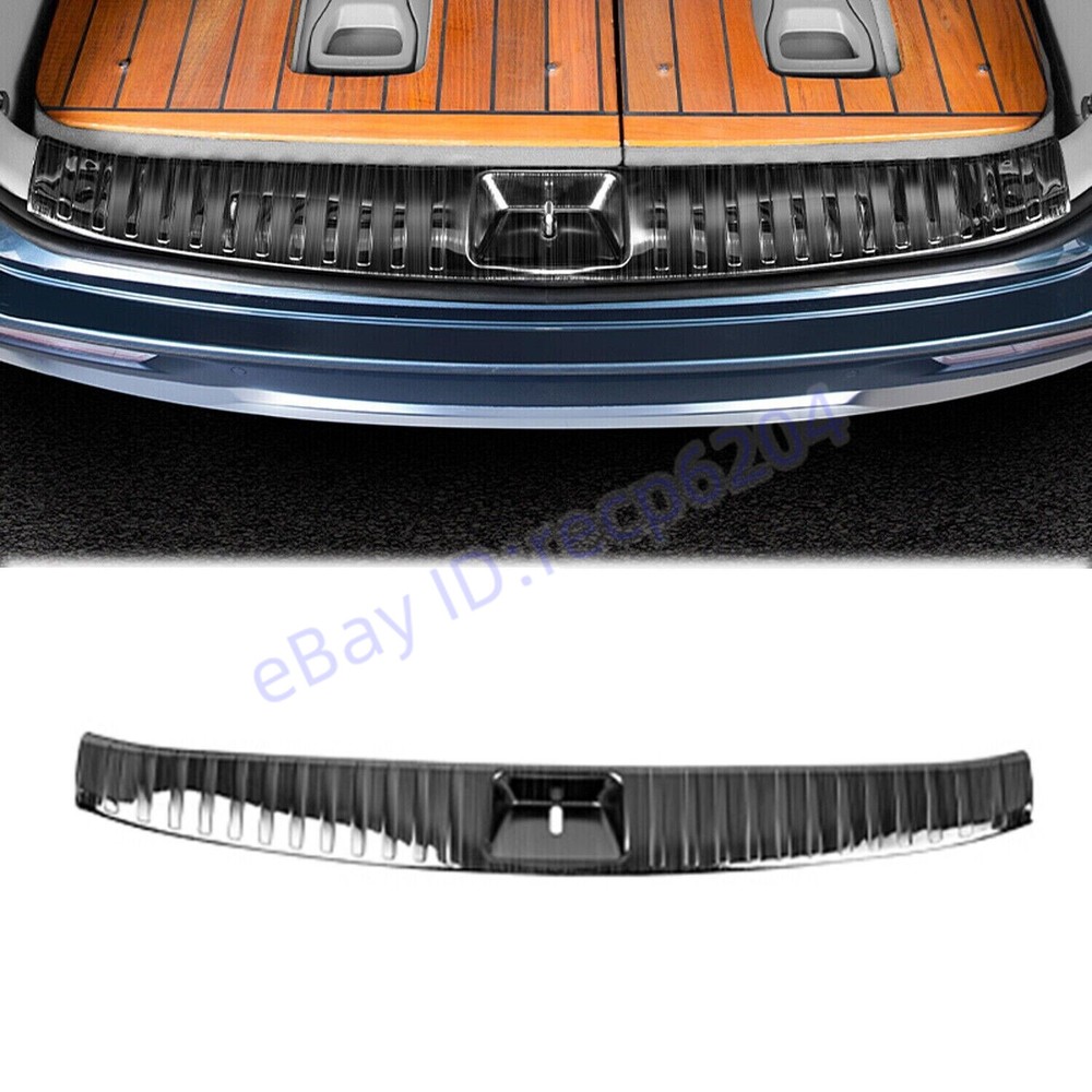 Black Steel Inner Rear Bumper Protector Sill Trim For Kia Carnival 2022-2024