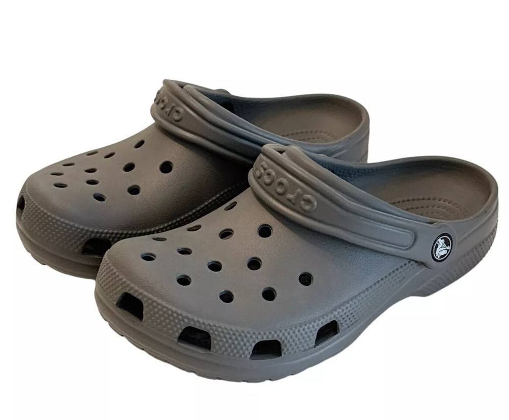 Crocs Unisex Gray Classic Clog Slip Ons Comfort Strap Holes Size W8 M6