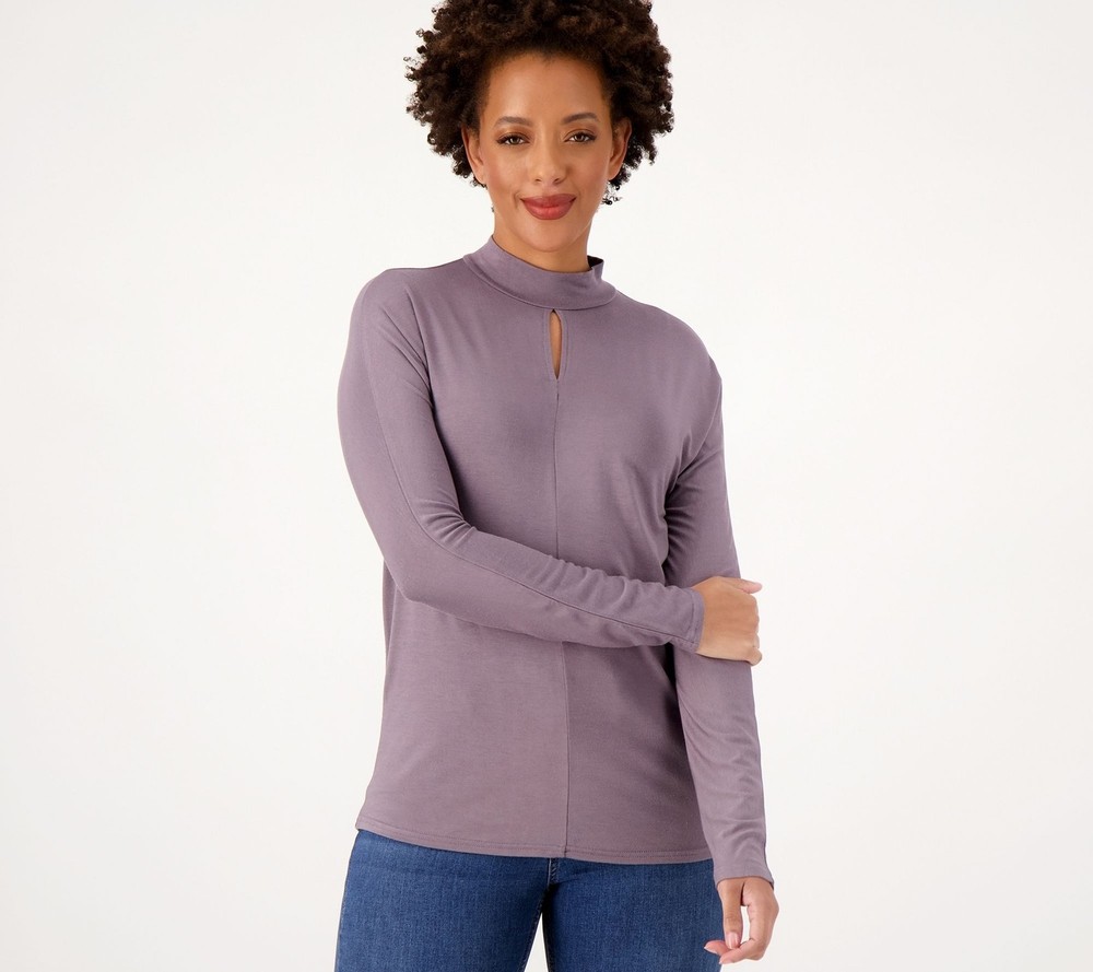 Laurie Felt Women's Top Sz M Silky Blend Mock Neck with Multi-colored A563924