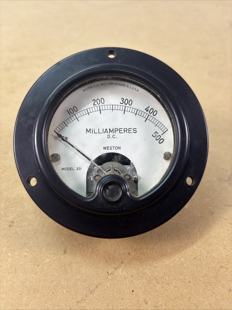 Vintage Weston Model 301 DC Meter Measures 0-500 Milliamperes Guaranteed