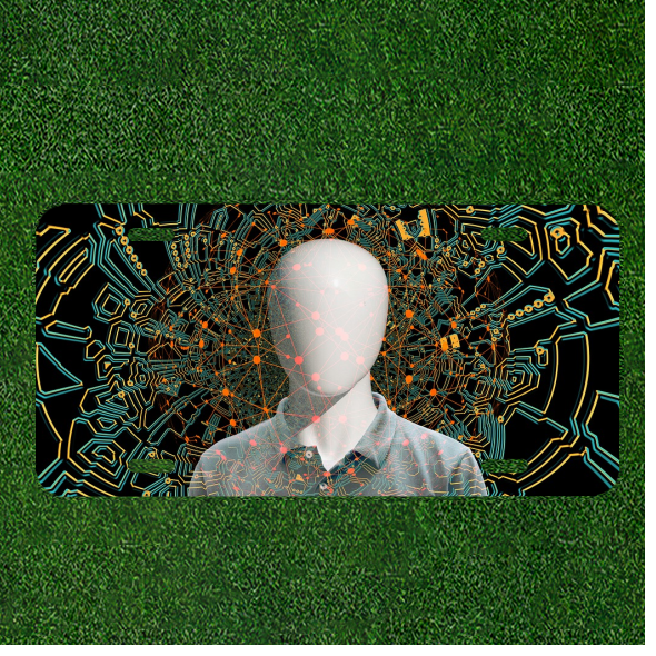 Custom Personalized License Plate Auto Tag With Faceless Man Wacky Design