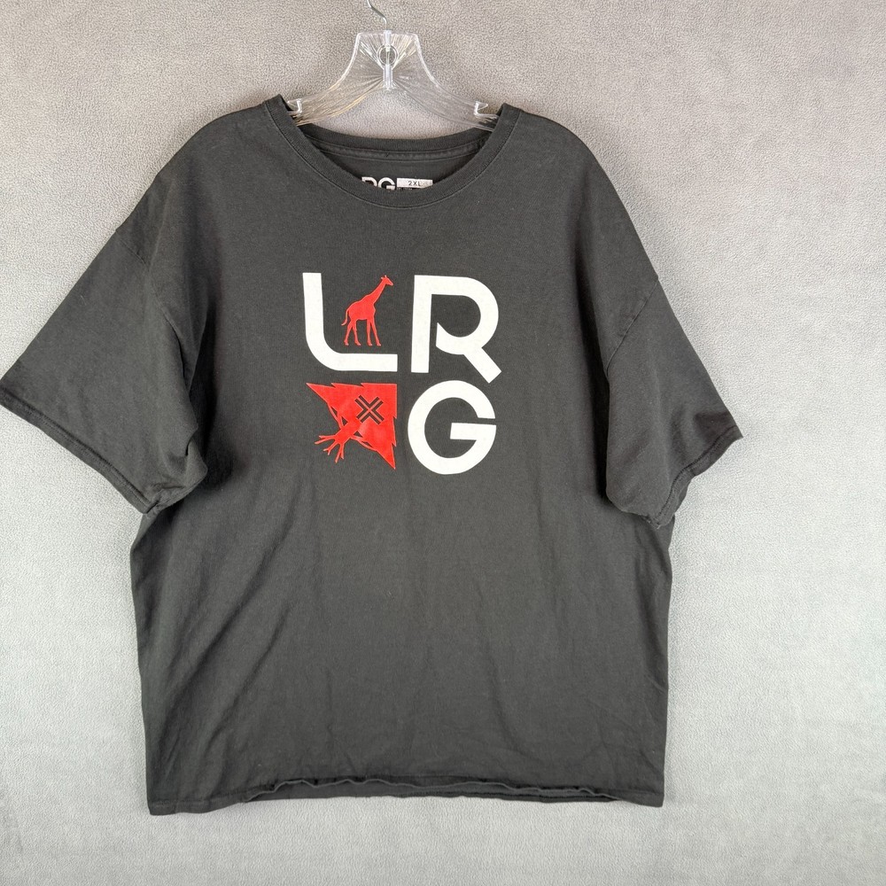 LRG Lifted Research Group Mens T Shirt 2XL Black Graphic Spell Out Logo