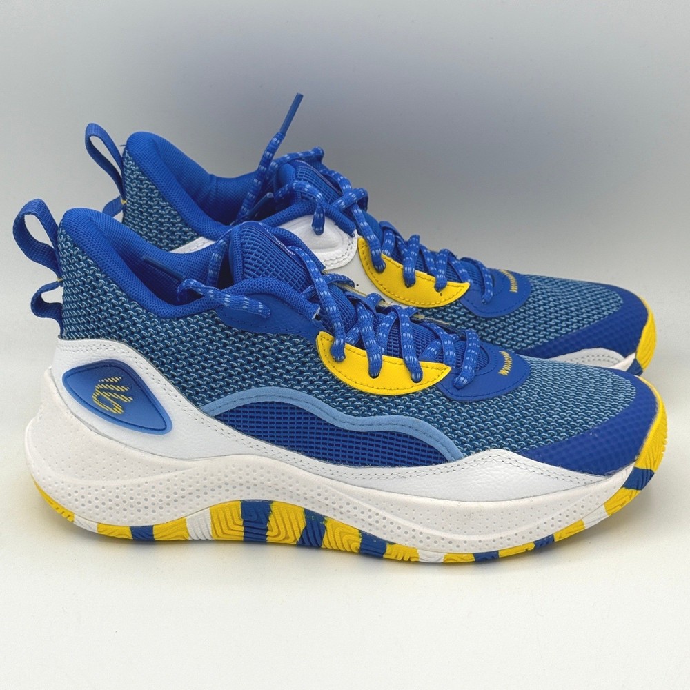 Under Armour Curry 3Z24 Shoes Mens 8 Blue White Yellow Basketball 3027626-400