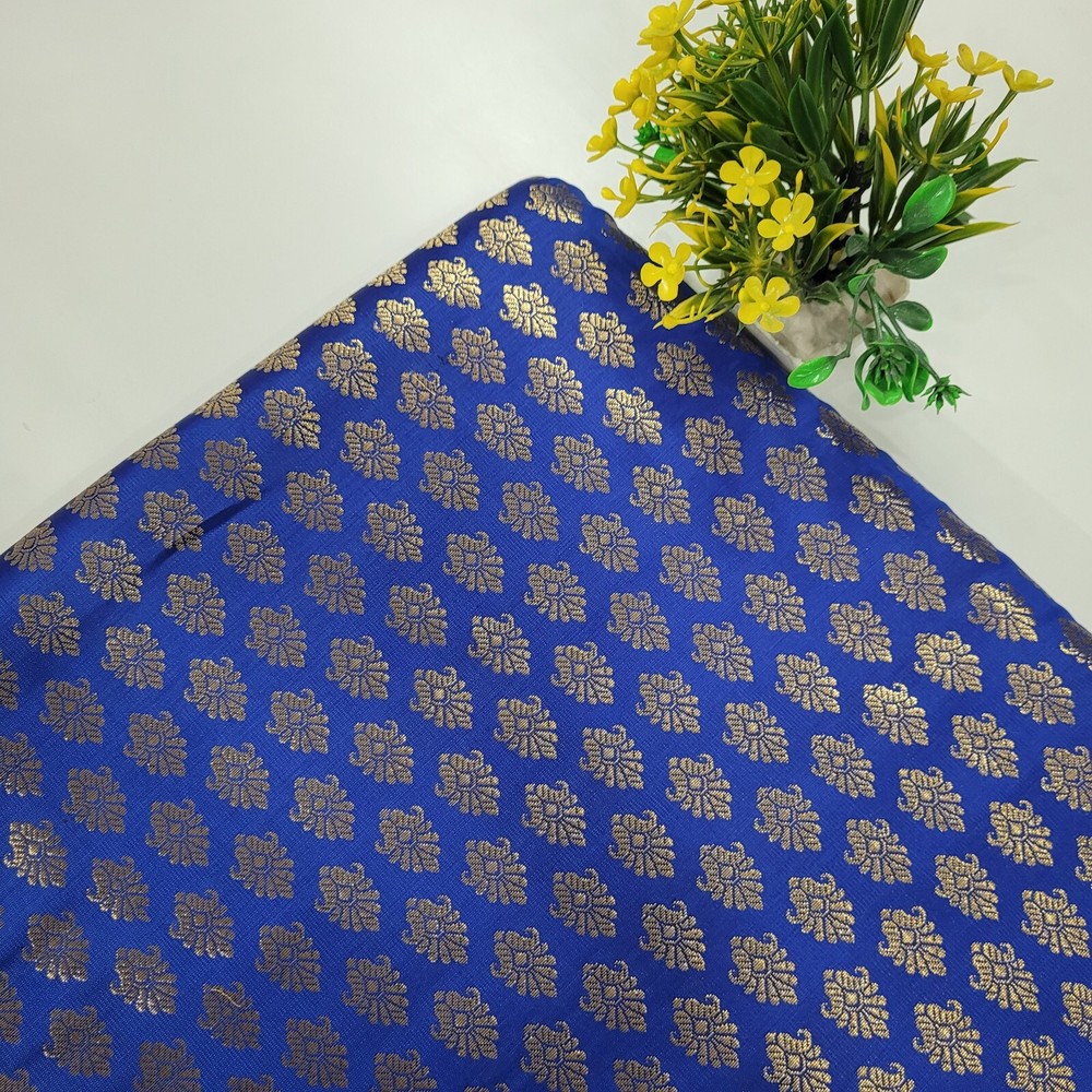Silk blue brocade Fabric by the yard jacquard fabric, Upholstery Fabric by yard