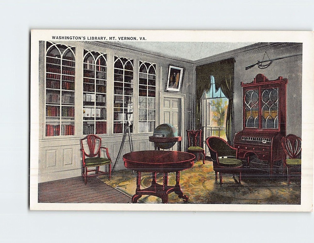 Postcard Washington's Library Mt. Vernon Virginia USA
