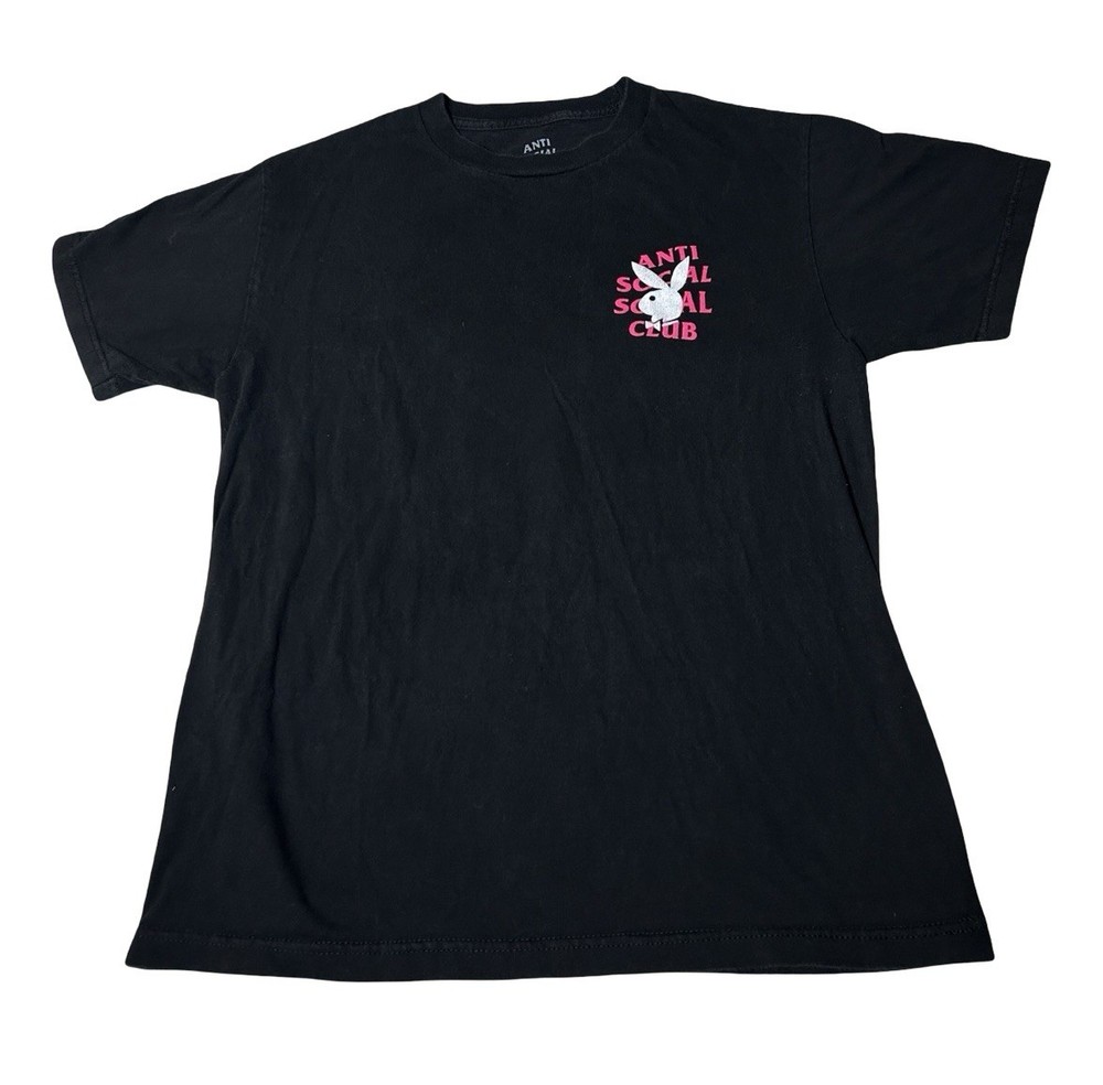 Anti Social Social Club x Playboy Remix T-shirt Size M Black Pink Logo Made USA