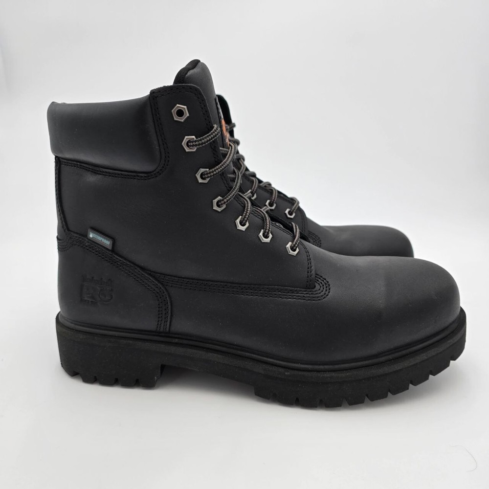 Timberland Pro 6 Inch Waterproof Work Boots for Men Size 13 Black Leather