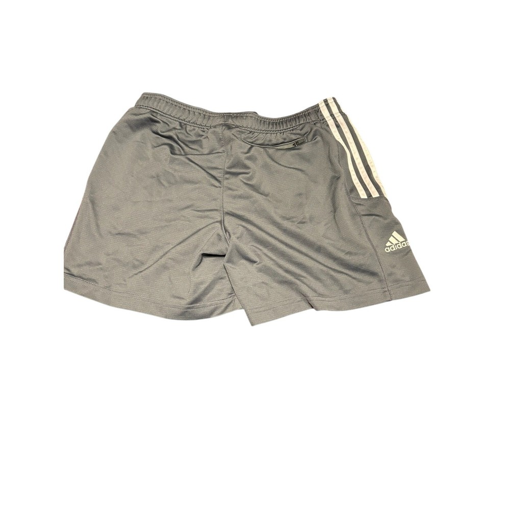 Adidas Womens Athletic Shorts Medium Gray 3 Stripe Drawstring Running Gym
