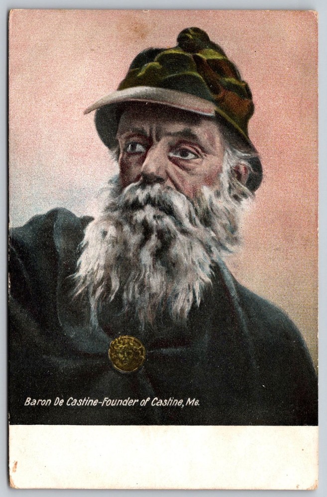 Baron De Castine Founder Castine ME Postcard 1909 Hugh C. Leighton Portrait C421