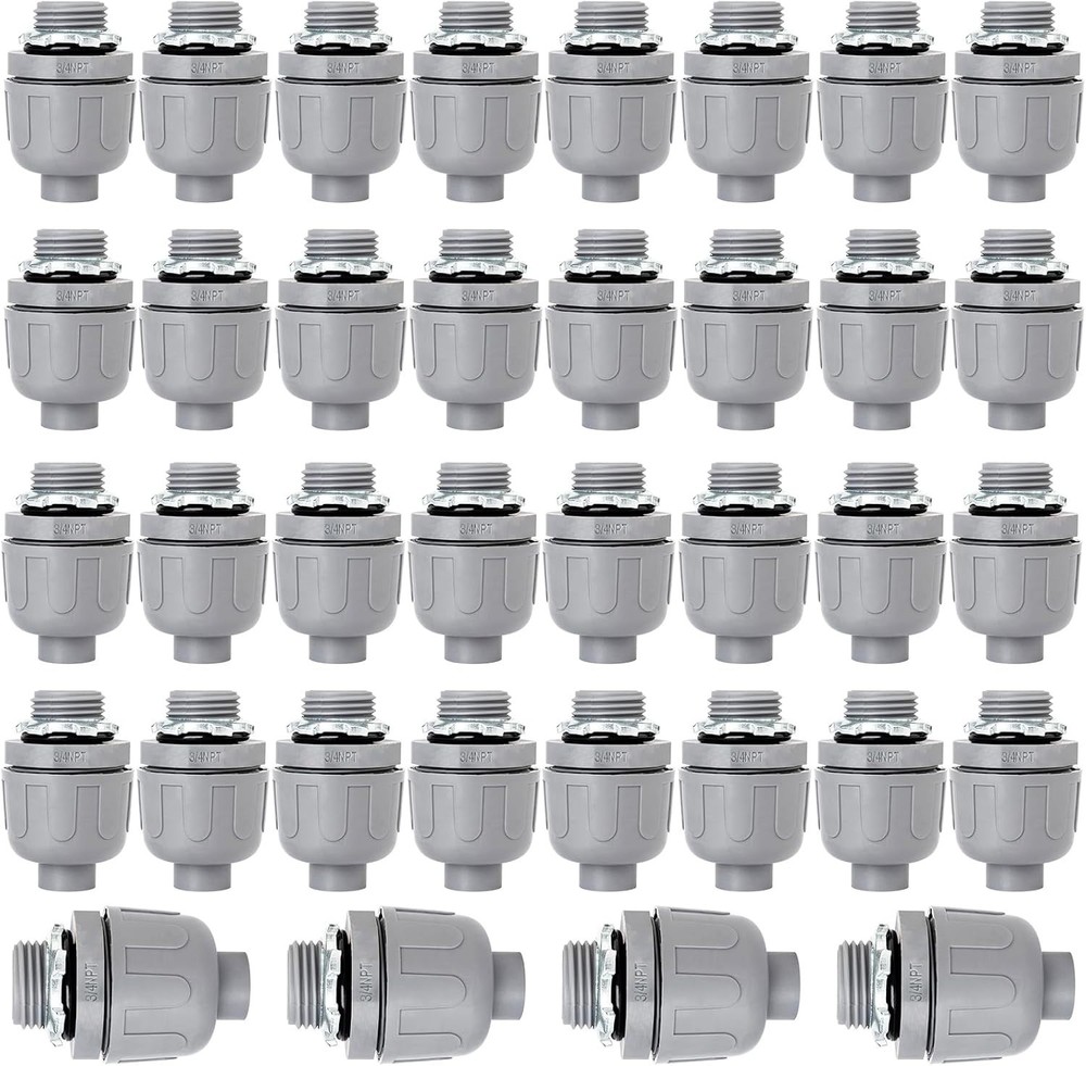 3 4 Inch Liquid Tight PVC Conduit Connector Straight Fittings (36 Pack)
