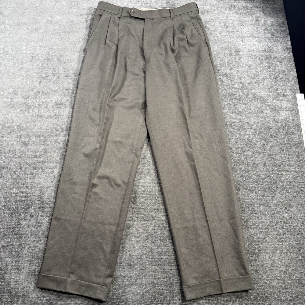 Ballin Men’s Size 33 Wool Classic Comfort EZE Gray Pleated Cuffed Dress Pants