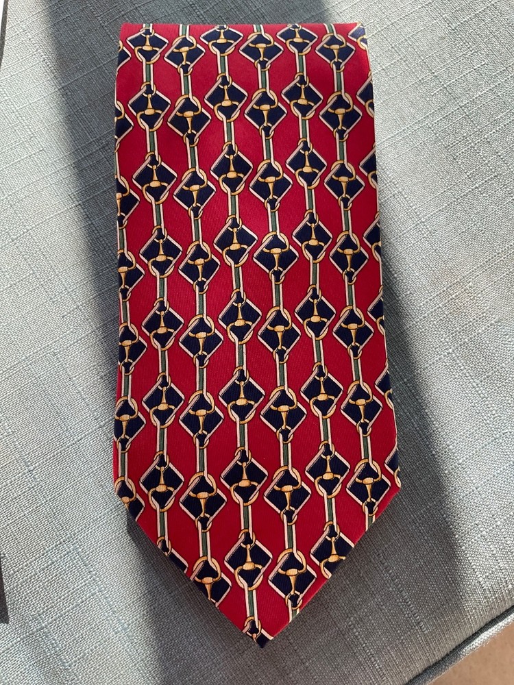 VTG Paolo Gucci Designer Tie - 100% Silk Made in Italy - Equestrian Bit Pattern