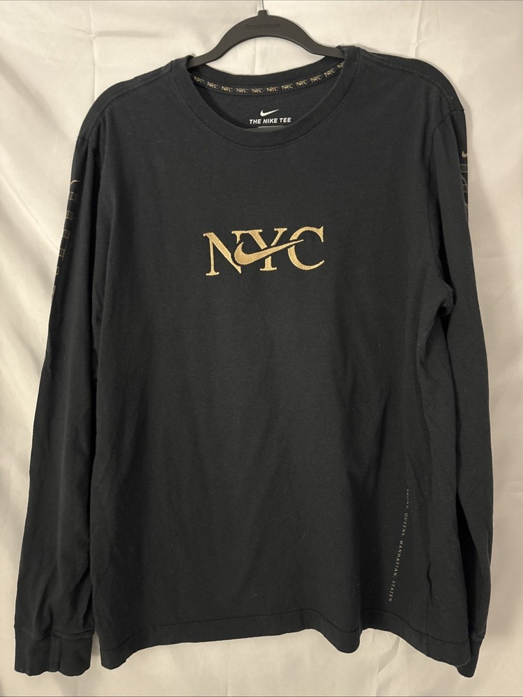 Nike NYC Black Embroidered Logo Tee Shirt Size Large, Burroughs New York