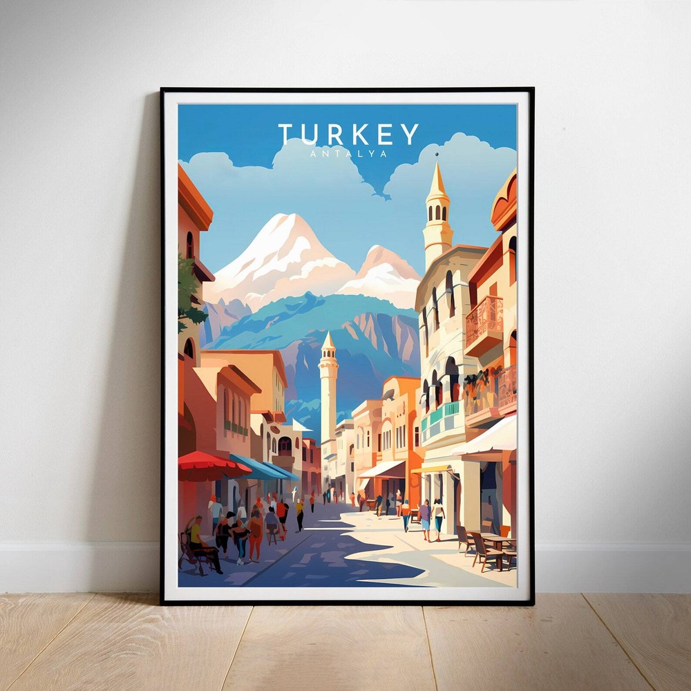 Turkey Travel Poster Wall Print Antalya Art Home Decor For Instant