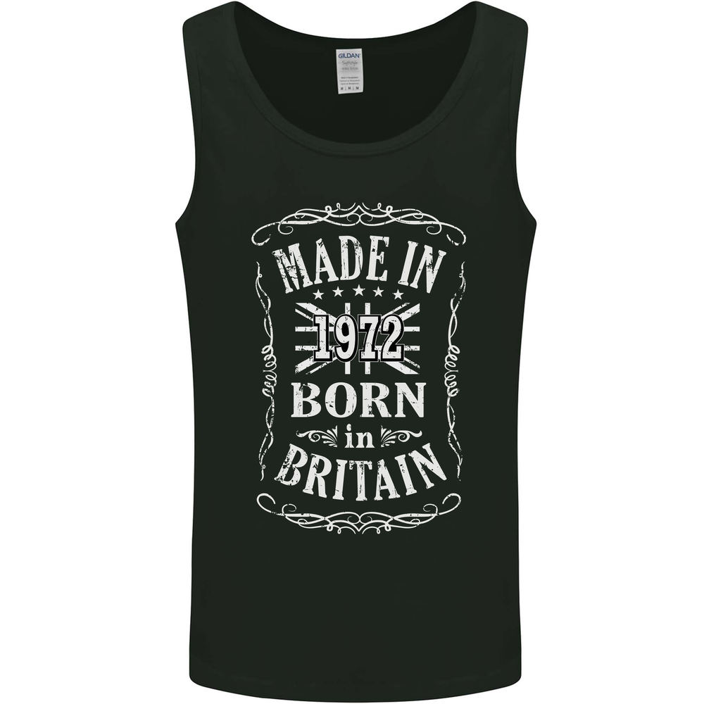 Born In Britain 53rd Birthday Made 1972 Mens Vest Tank Top