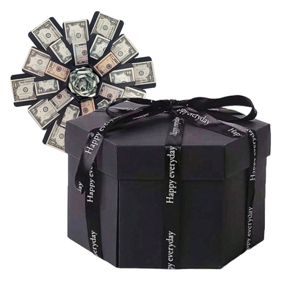 Explosion Gift Box, Handmade Exploding Photo Album Preassembled Surprise Black