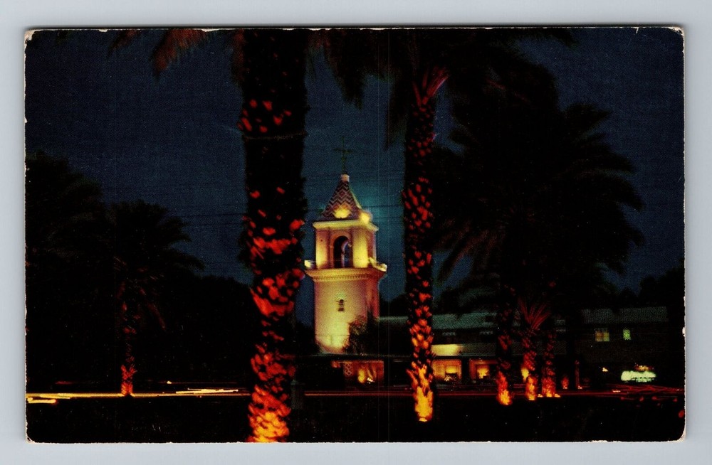 Palm Springs CA-California, El Mirador Hotel At Night, Vintage Postcard