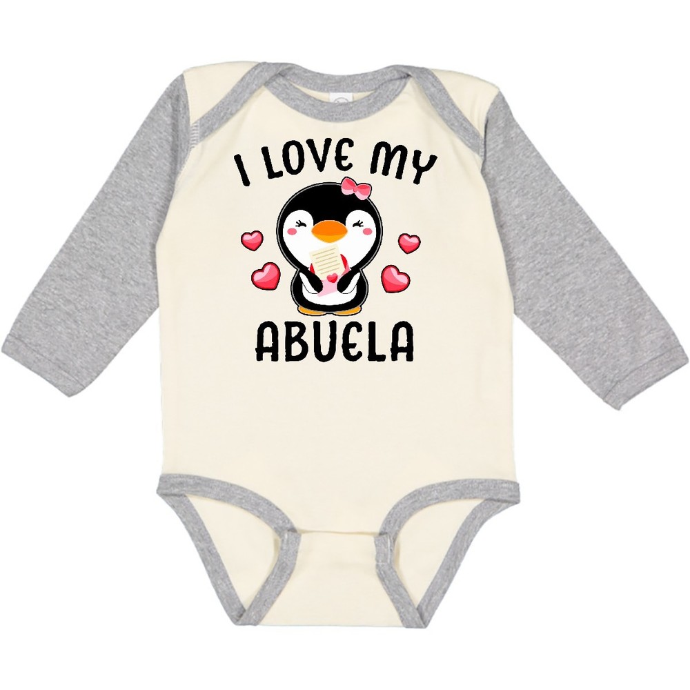 Inktastic I Love My Abuela With Cute Penguin And Hearts Long Sleeve Creeper Day-image