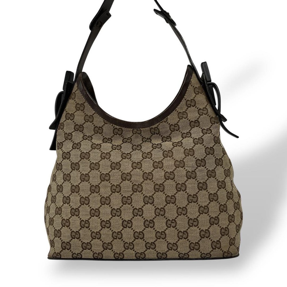 GUCCI GG Canvas One-Shoulder Leather Bag from Japan