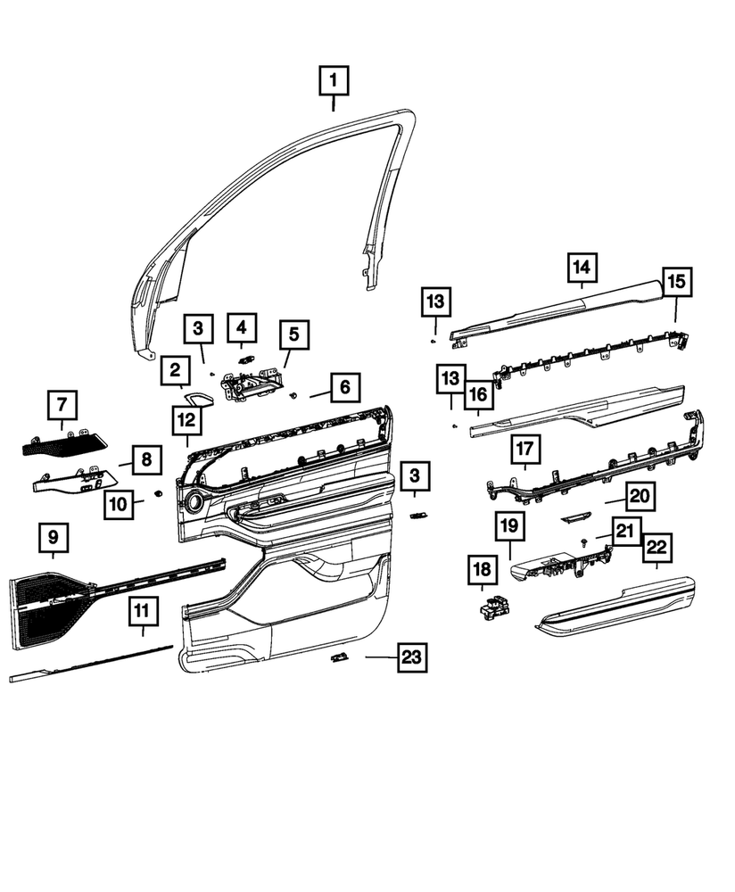Genuine Mopar Front Door Trim Panel Left 7HM91WA6AA