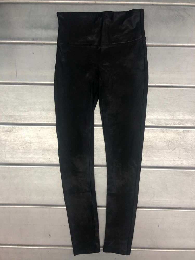Spanx Leggings Womens Medium Petite Black High Waist Faux Leather Workout Yoga