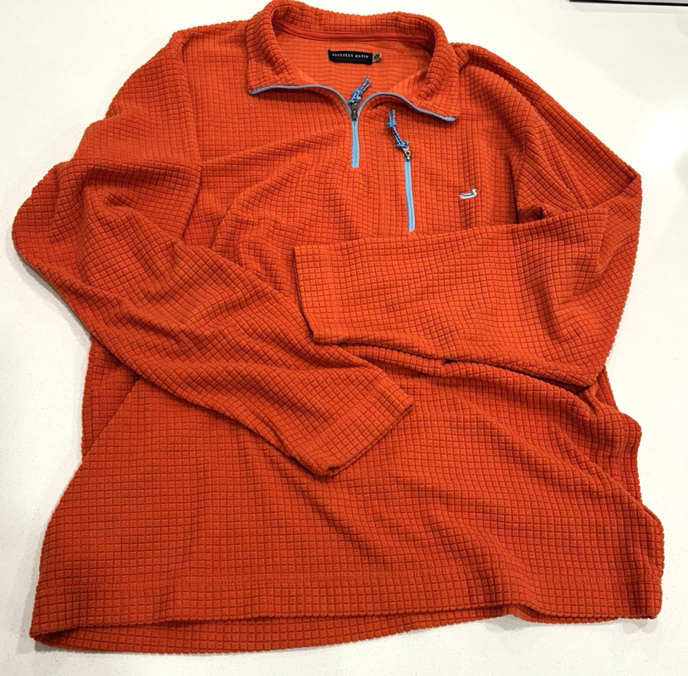 Southern Marsh Men's Medium Fieldtec 1/4 Zip Orange Pullover Waffle Fleece