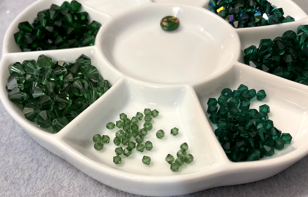 Swarovski 5301 AB Emerald Green Crystal Bead Bicones Lot