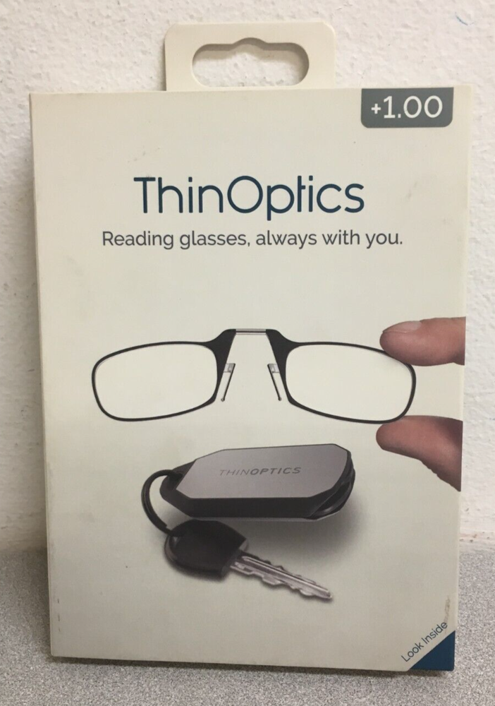 ThinOptics KC1.0BLACKISR Always With You Reading Glasses w/Keychain Case +1.00