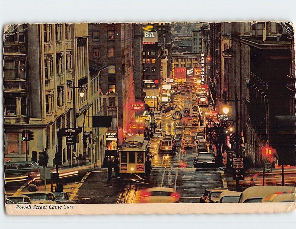 Postcard Powell Street Cable Cars San Francisco California USA