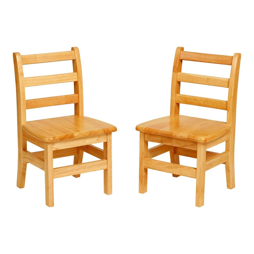 ECR4Kids 12in Natural Ladderback Chair with 3 Rungs for Kids