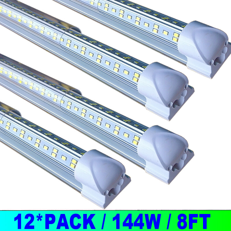 8Ft led shop light 144w led Strip Lights 12Pc Cold White LED Garage Lights×12