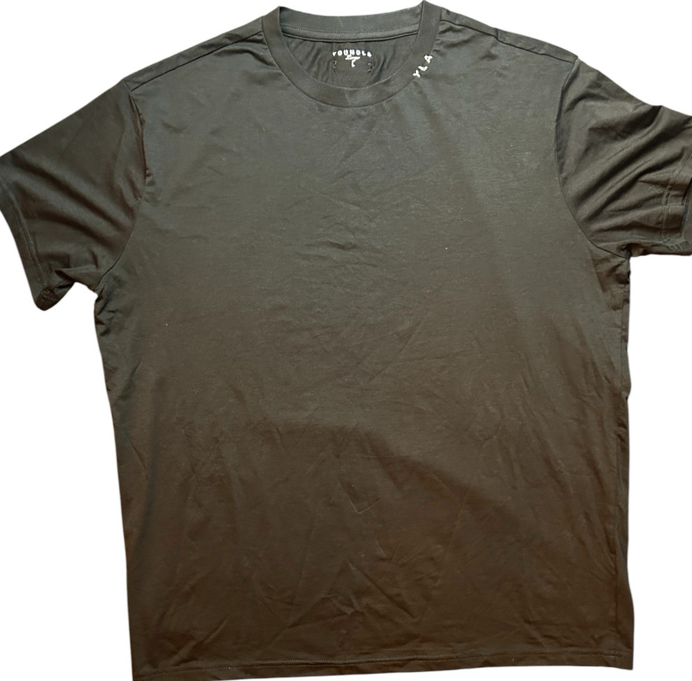 YoungLA Black L Men's Short Sleeve Crew Neck Solid Logo T-Shirt