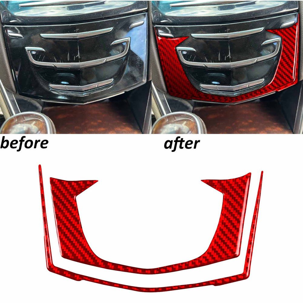 Red Carbon Fiber Console AC Climate Switch Panel Trim For Cadillac XTS 2013-2019