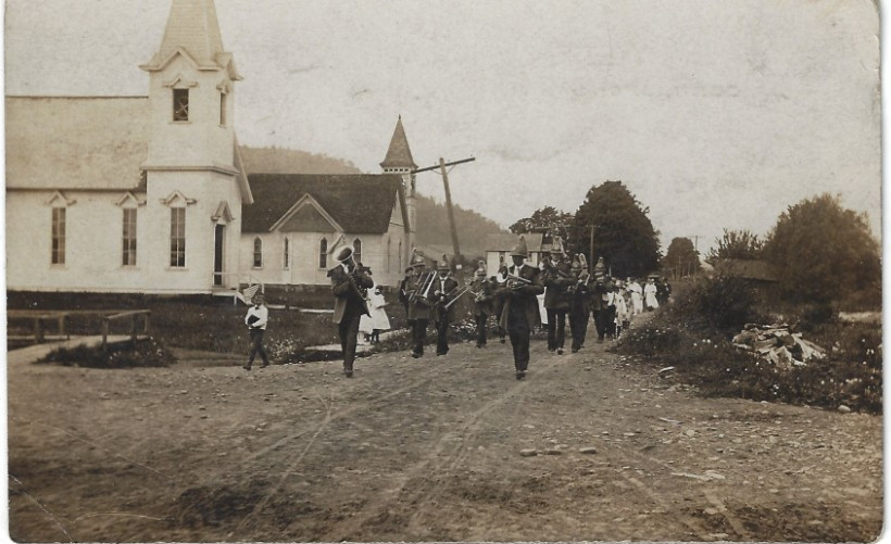 RPPC Great Valley New York Main St Marching Band 1908 Photo Postcard nr Olean NY