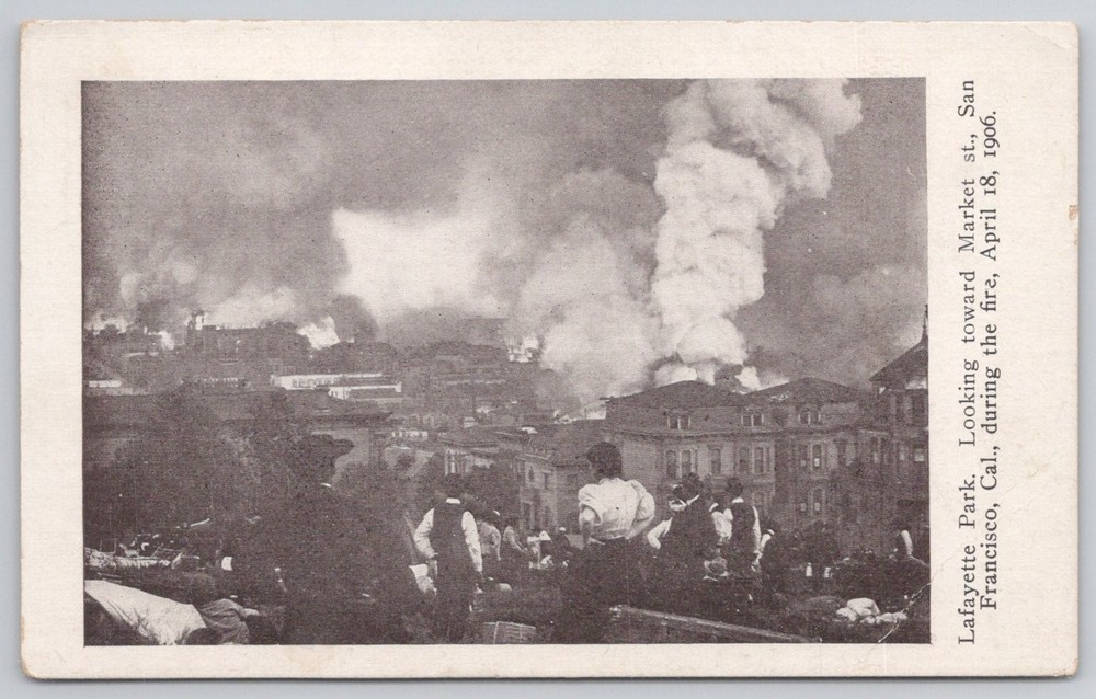 1906 San Francisco Earthquake Fire RPPC Lafayette Park M. Rieder Postcard