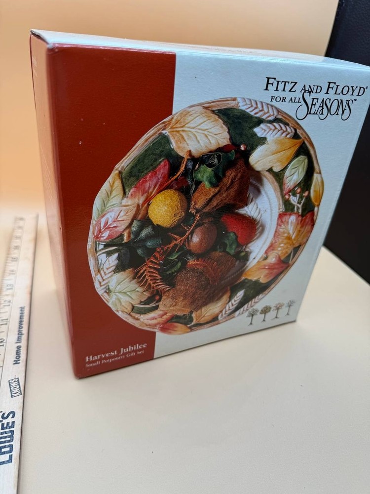 Fitz and Floyd Fall Harvest Jubilee Small Potpourri Gift Set Fall NEW OPEN BOX