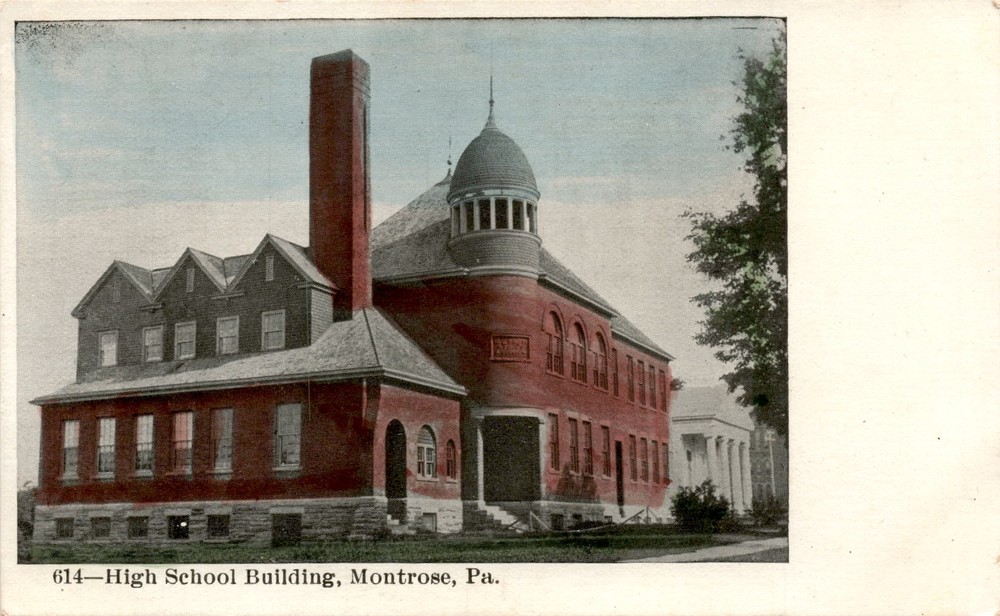 High School Building, Montrose, Pa, Herald Post Card Series, Postcard