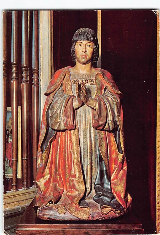 Postcard King Ferdinand II of Aragon Statue Capilla Real in Spain