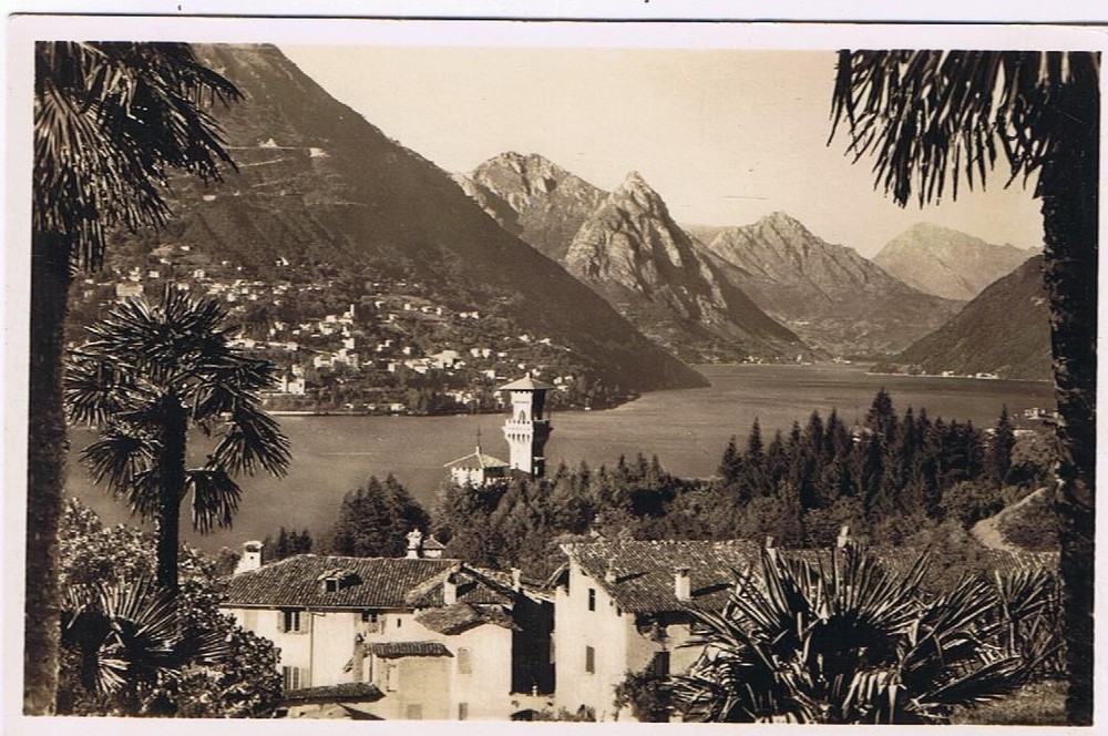 Postcard RPPC Lugano Paradiso Porlezza Lake Lugano Switzerland