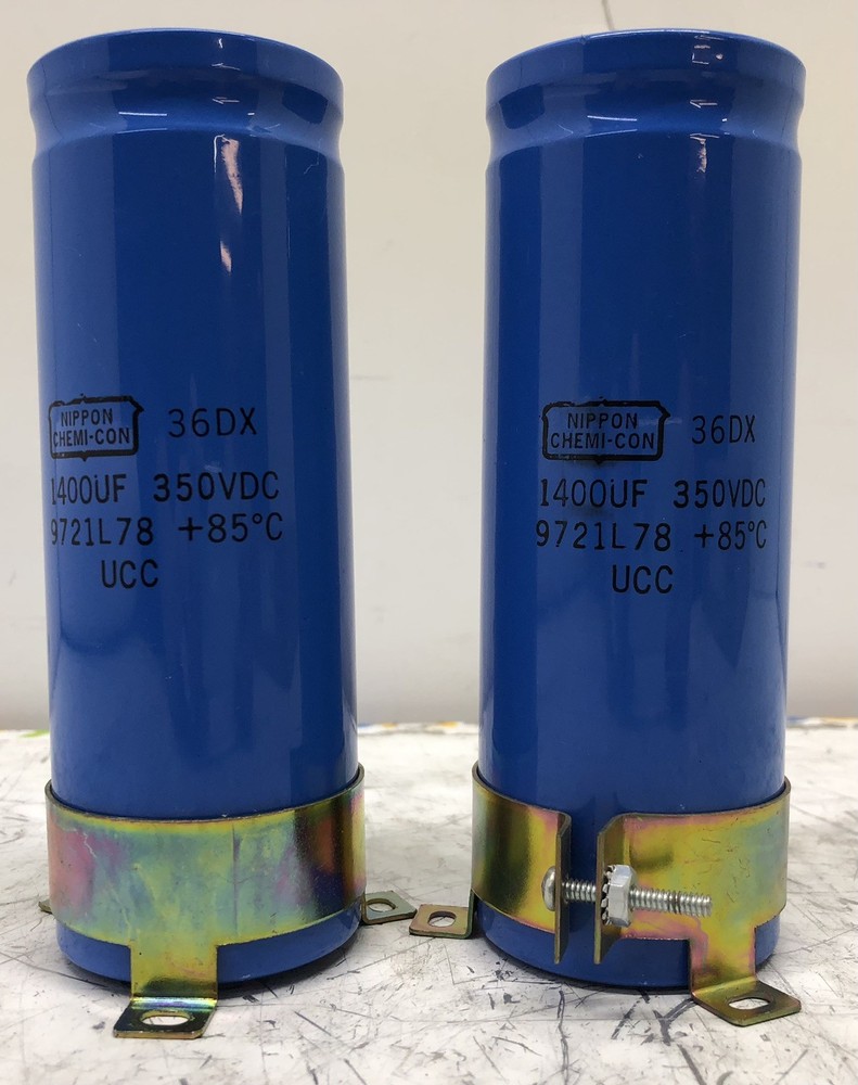 LOT OF TWO NIPPON CHEMI-CON 36DX 1400UF 350VDC 9721L78 LARGE CAN CAPACITORS