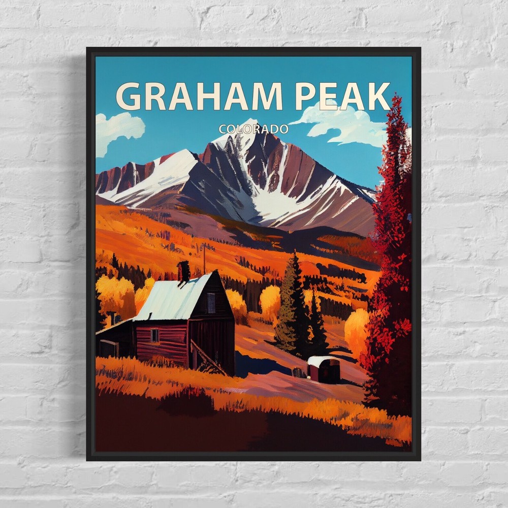 Graham Peak Colorado Retro Art Print Graham Peak Wall Art Painting Graham Peak