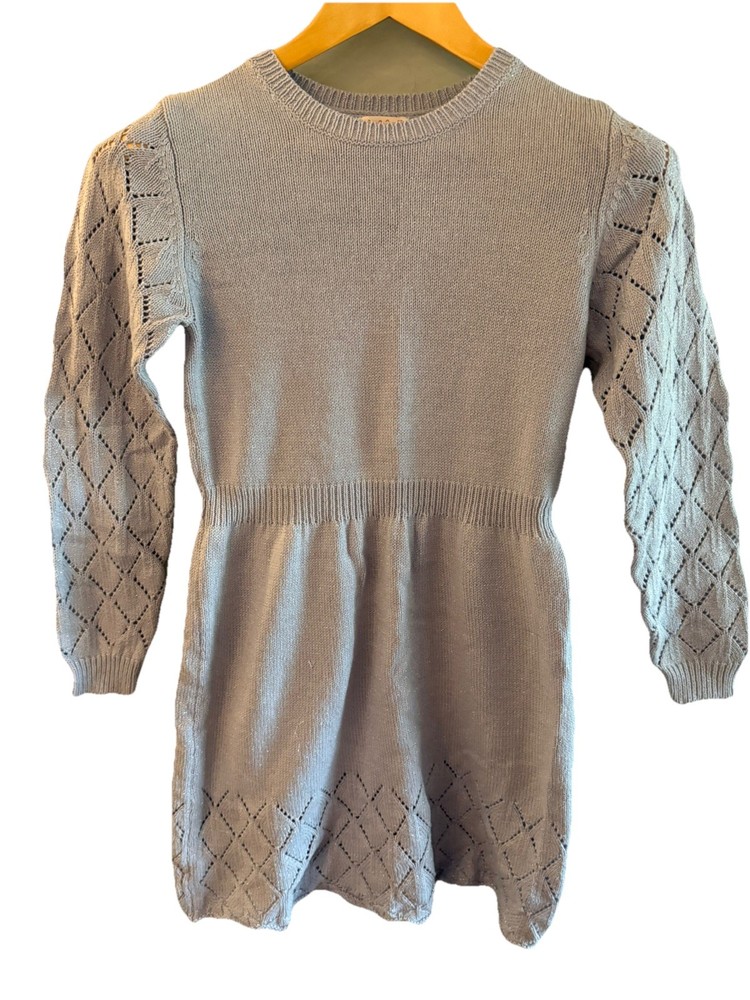 Cat & Jack Girls L 10/12 Light Blue Sweater Dress Silver Metallic Throughout