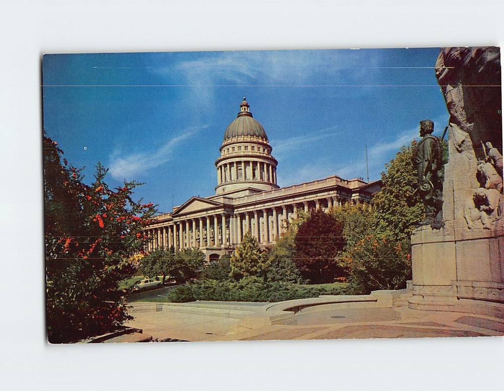 Postcard State Capitol & Mormon Battalion Monument Salt Lake City Utah USA