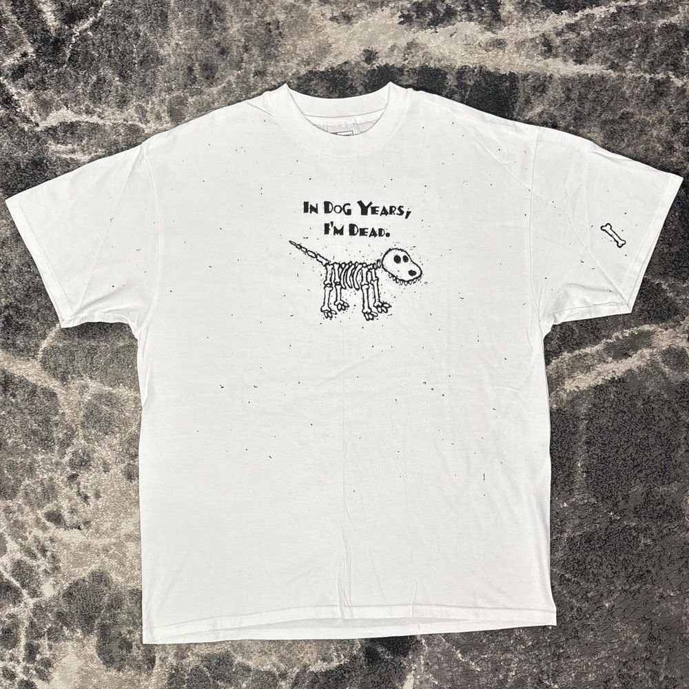 Vintage Art Shirt Mens XL 90s All Over Print Funny Joke Humor Skull Skeleton