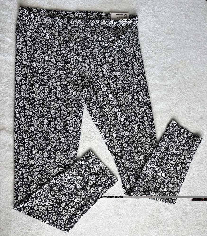 Nobo New With Tags, Black White Floral Leggings Size Extra Large Women’s ￼