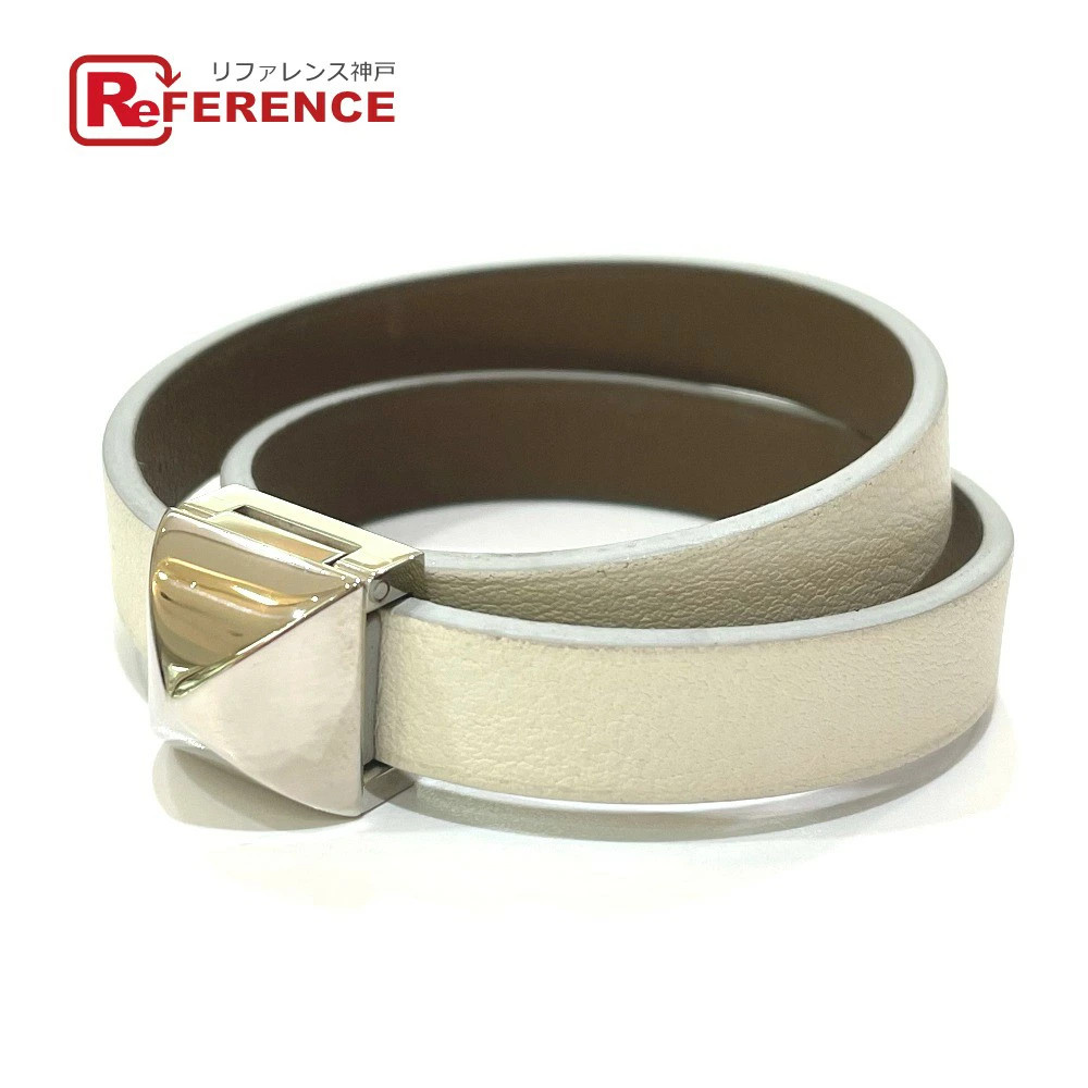 Y1207 HERMES Medor Infini Double Tour Bracelet Swift Ladies White Used
