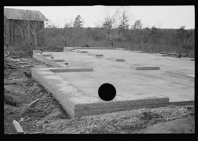 Photo:1930s Concrete Foundation Construction Rural Site Photograph