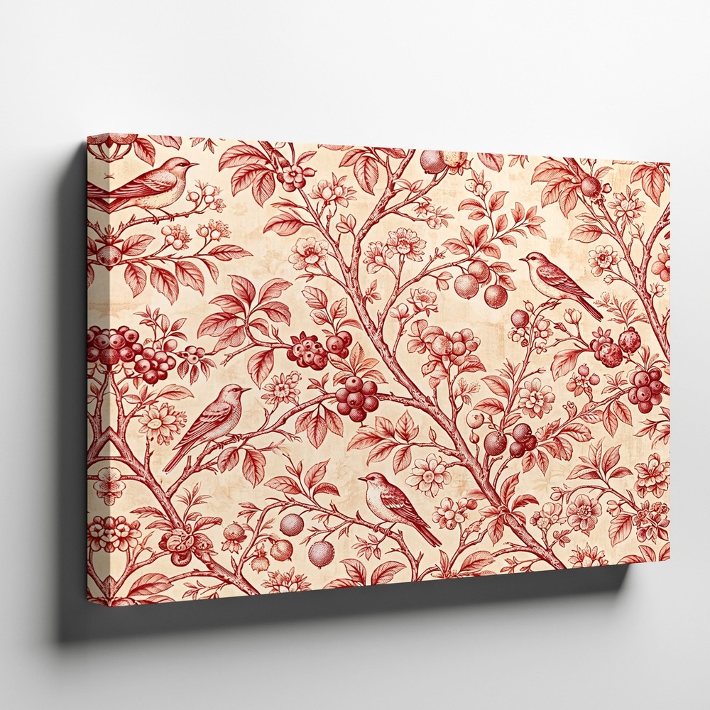 Vintage bird and floral branches canvas wall art decorative nature print