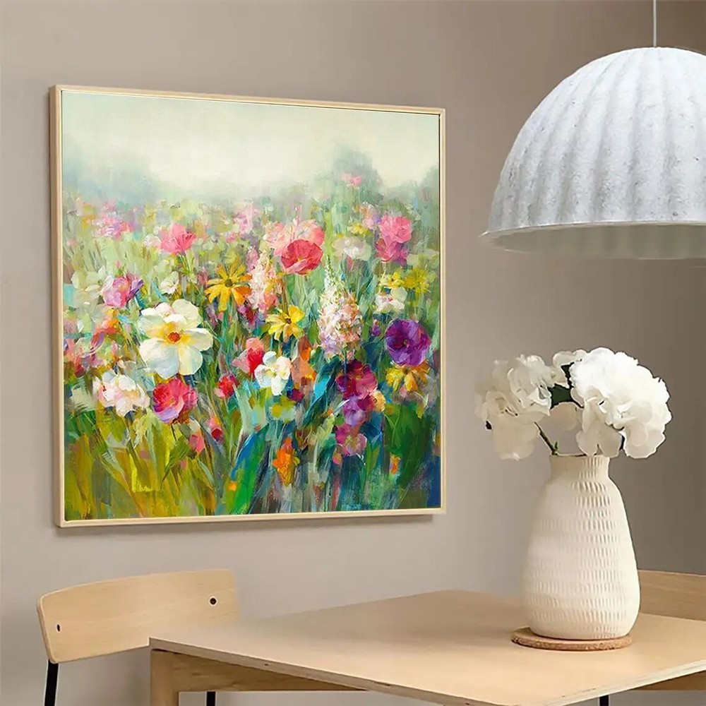 Abstract Colorful Textured Flower Hand Painted Oil Painting on Canvas Floral